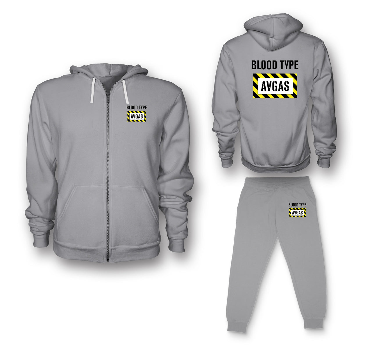 Blood Type AVGAS Designed Zipped Hoodies & Sweatpants Set