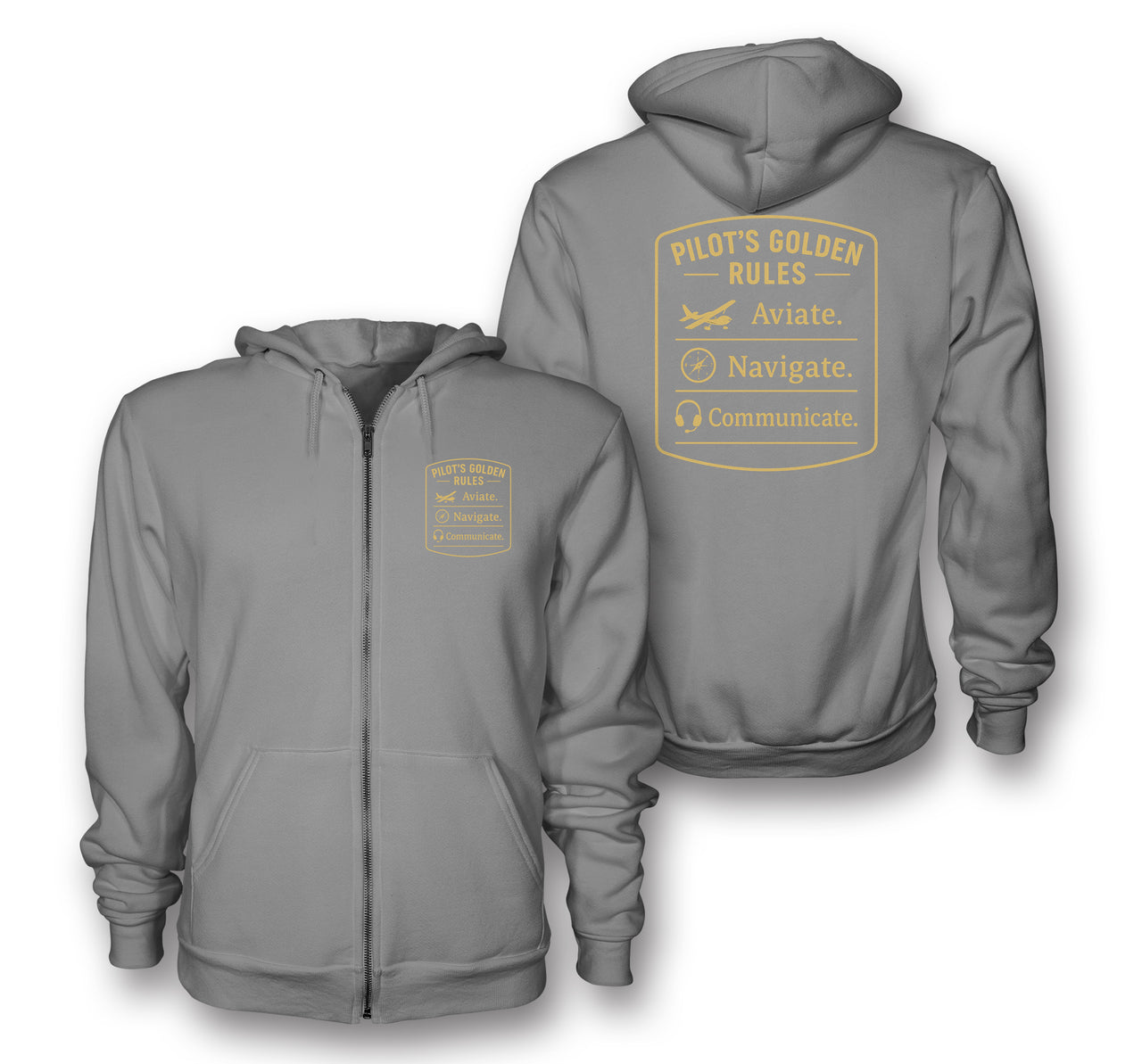 Pilot's Golden Rules Designed Zipped Hoodies
