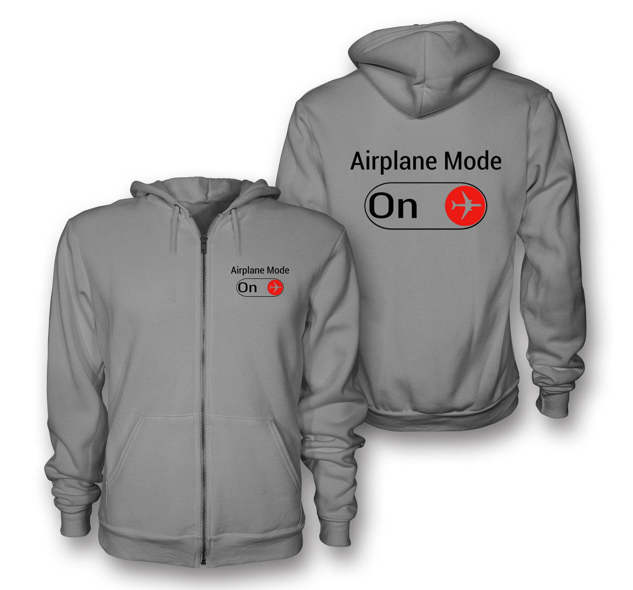 Airplane Mode On Designed Zipped Hoodies