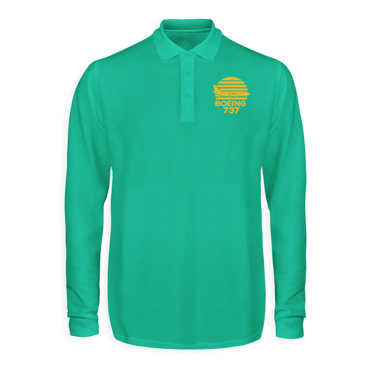 Retro Boeing 737 Designed Long Sleeve Polo T-Shirts