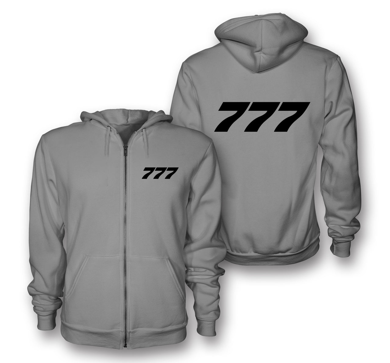 777 Flat Text Designed Zipped Hoodies