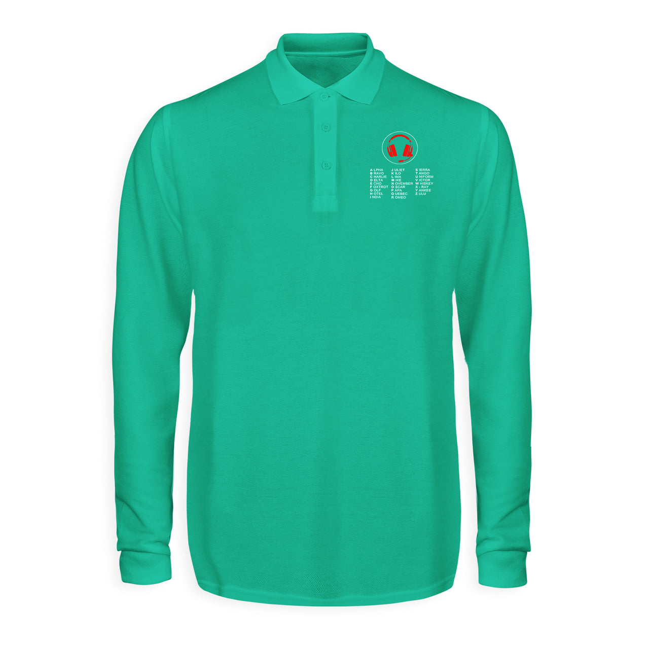 Aviation Alphabet 3 Designed Long Sleeve Polo T-Shirts