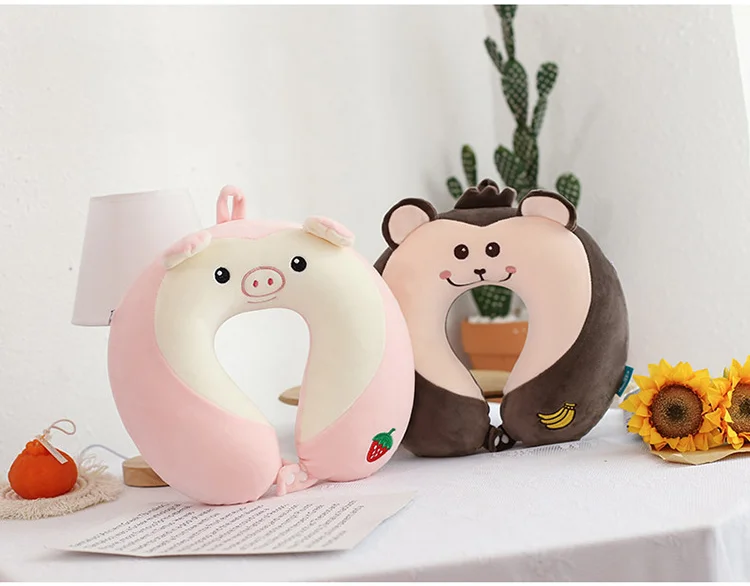 Cartoon U-Shaped Memory Cotton Neck Pillow: Soft Travel Headrest