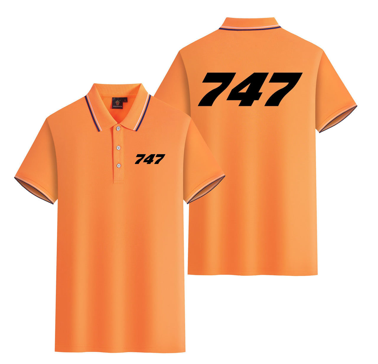 747 Flat Text Designed Stylish Polo T-Shirts (Double-Side)