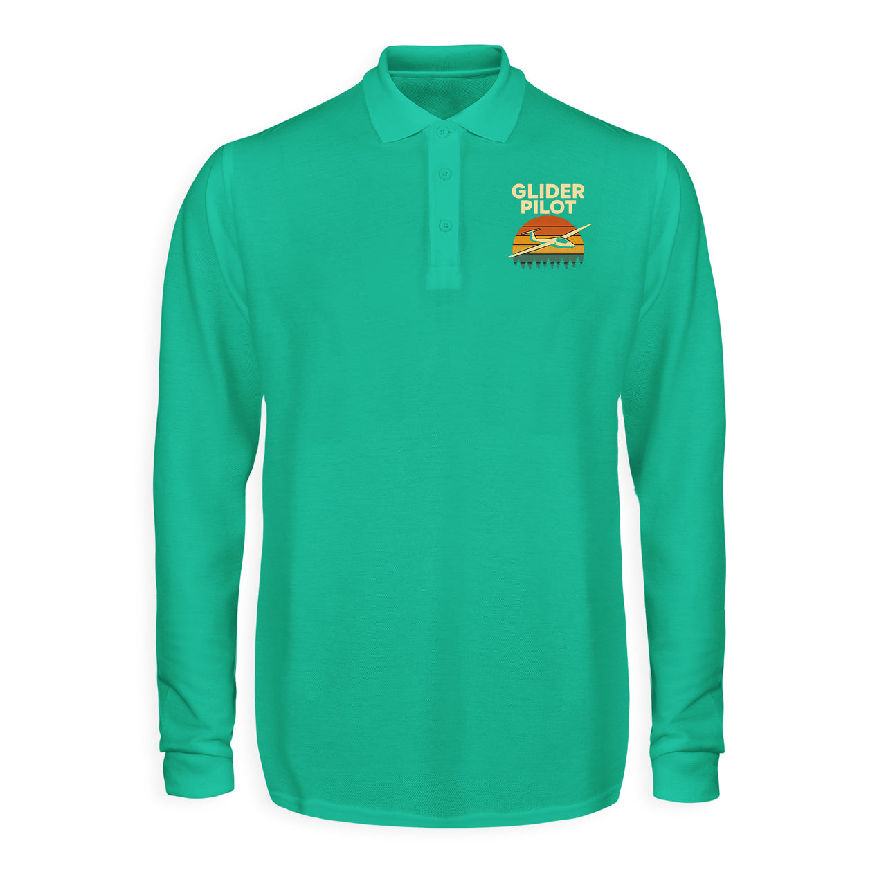 Retro Glider Designed Long Sleeve Polo T-Shirts
