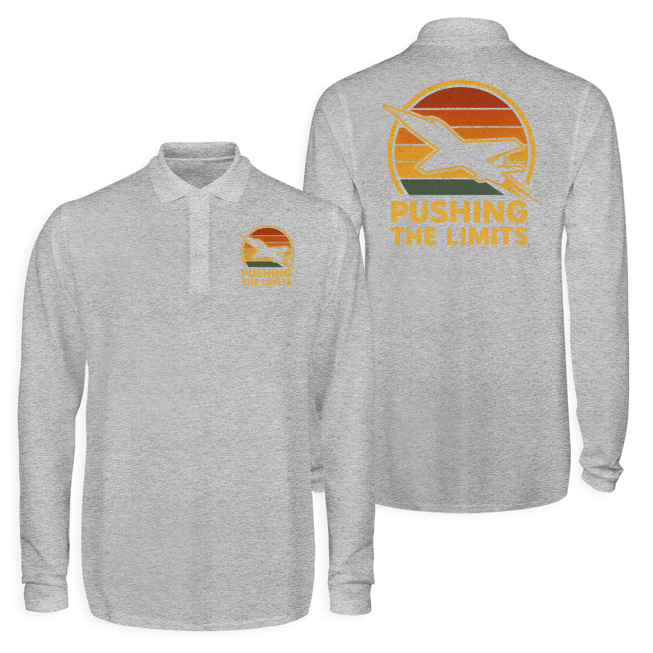 Pushing The Limits Retro Designed Long Sleeve Polo T-Shirts (Double-Side)