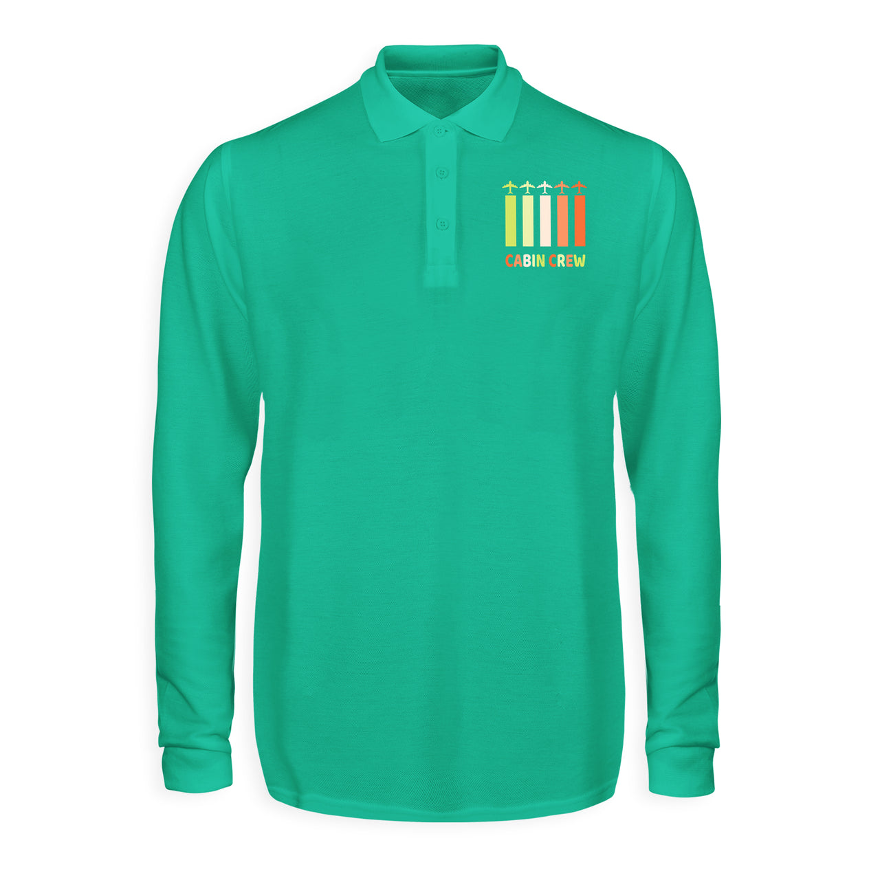 Colourful Cabin Crew Designed Long Sleeve Polo T-Shirts