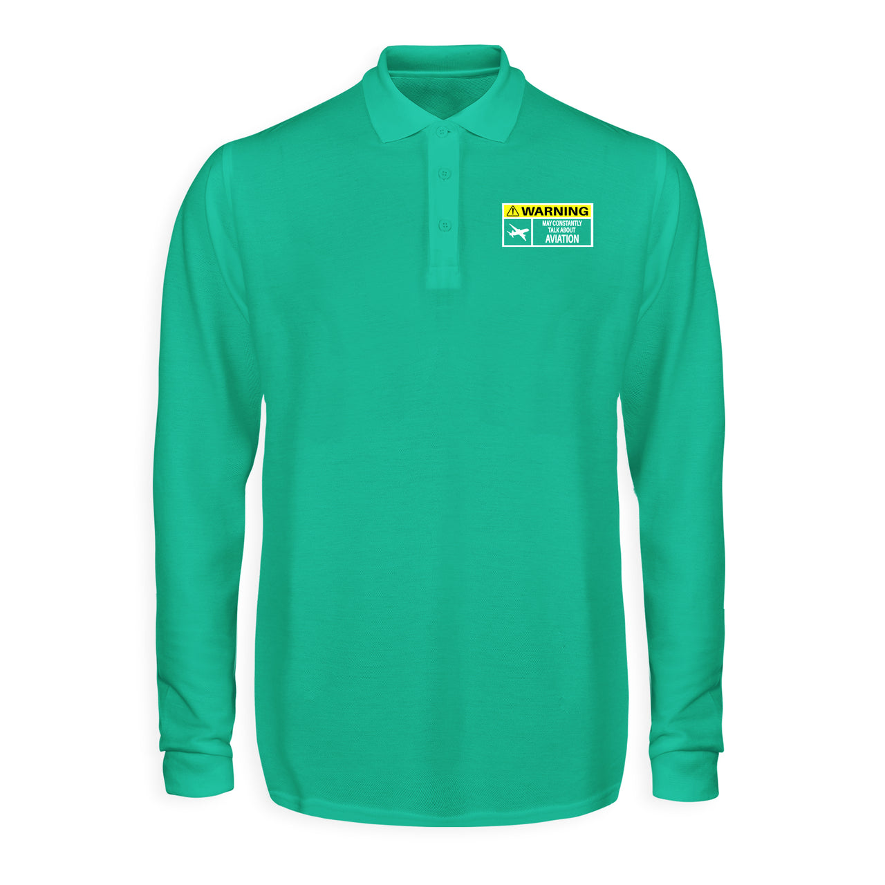 Warning May Constantly Talk About Aviation Designed Long Sleeve Polo T-Shirts
