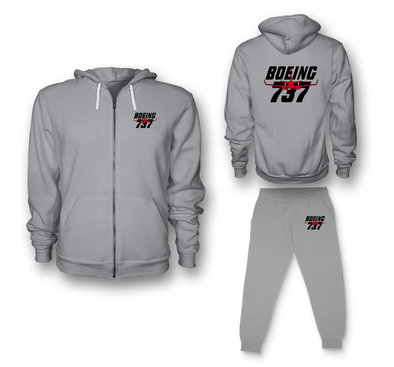 Amazing Boeing 737 Designed Zipped Hoodies & Sweatpants Set