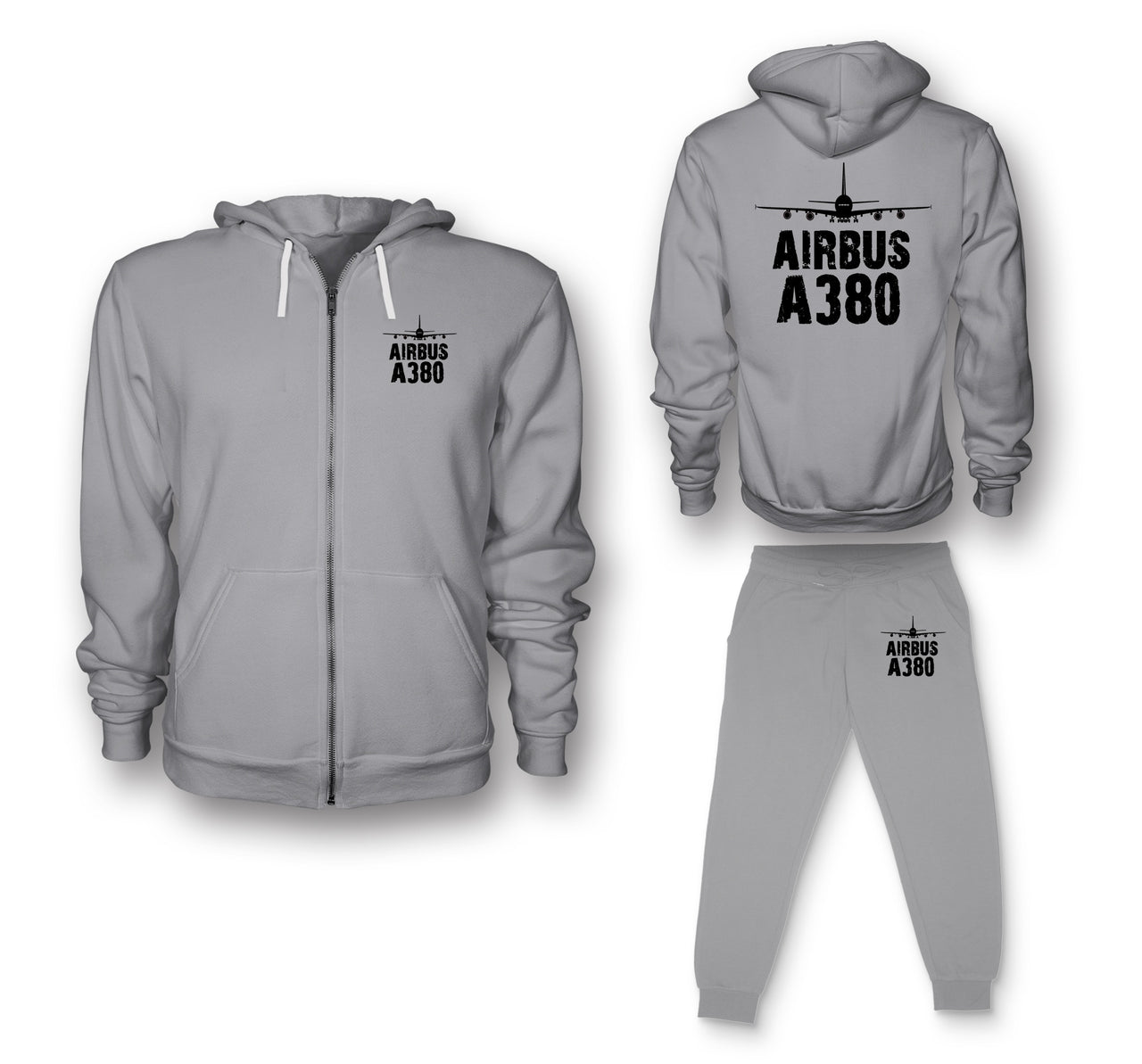 Airbus A380 & Plane Designed Zipped Hoodies & Sweatpants Set