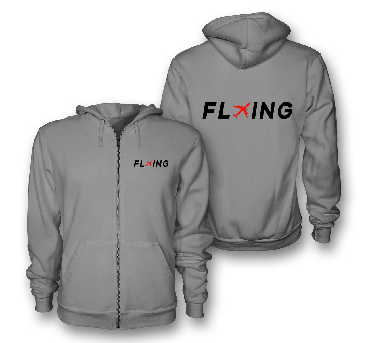 Flying Designed Zipped Hoodies