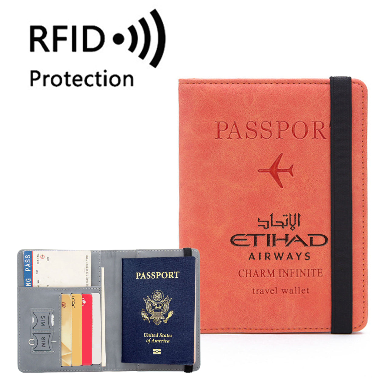 Etihad Airways Airlines Designed Passport Cover Travel Wallet Passport Holder