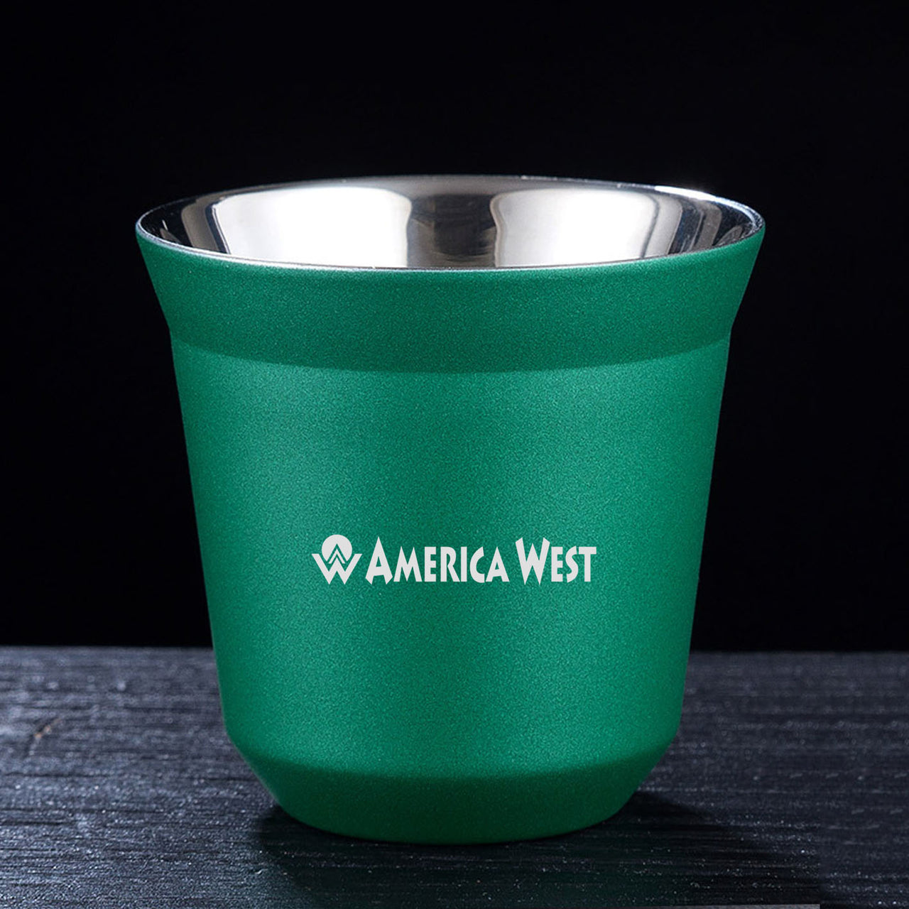 America West Airlines Double Wall Stainless Steel Coffee Mugs