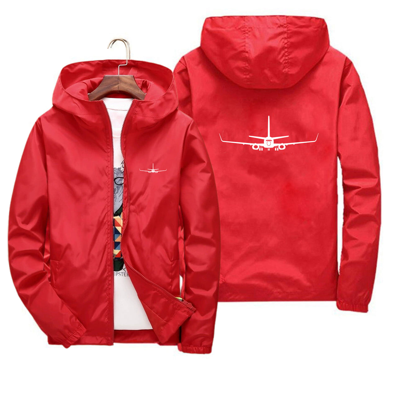 Boeing 737-800NG Silhouette Designed Thin Windbreaker Jackets