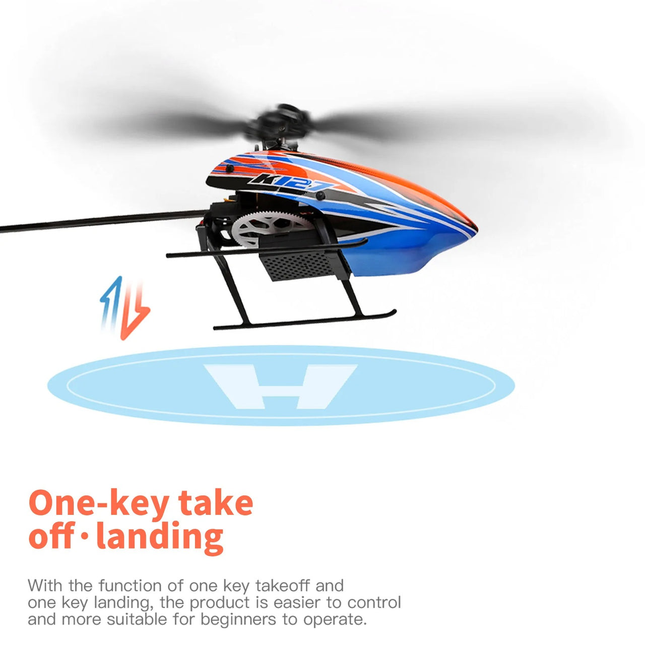 XK K127 4CH 6-axis Gyro Single Blade RC Helicopter RTF Remote Control Toy For Beginners