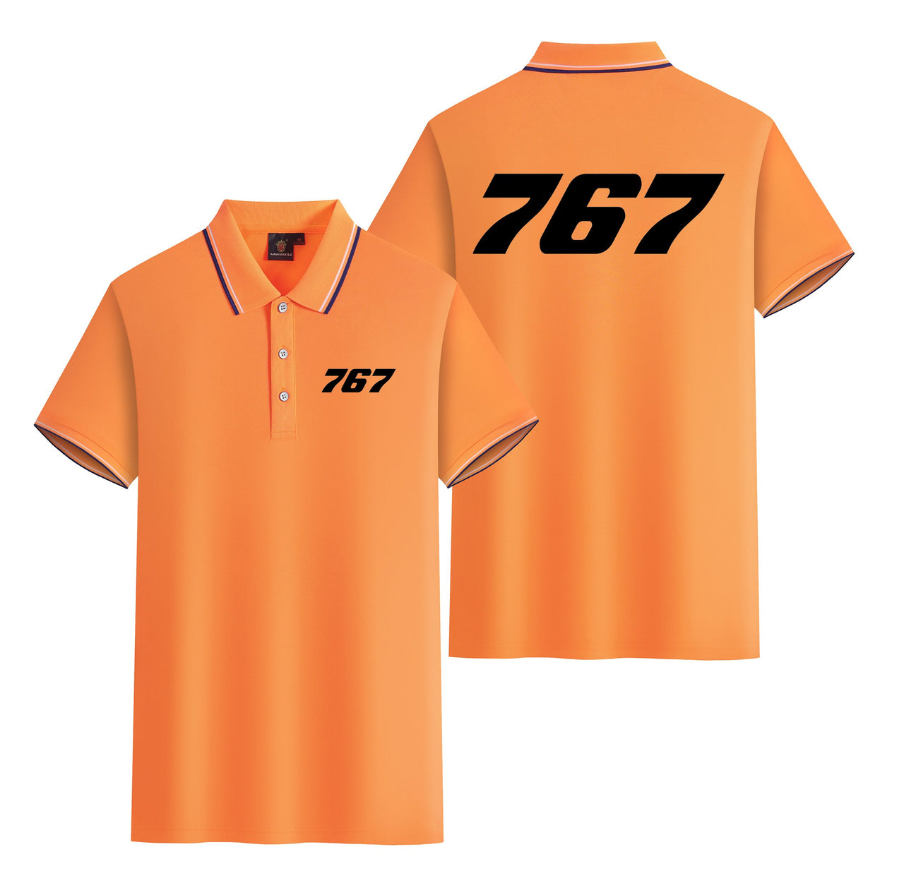 767 Flat Text Designed Stylish Polo T-Shirts (Double-Side)