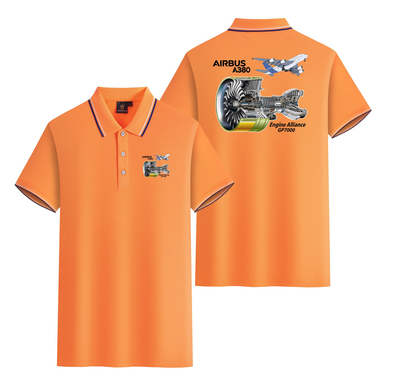 Airbus A380 & GP7000 Engine Designed Stylish Polo T-Shirts (Double-Side)