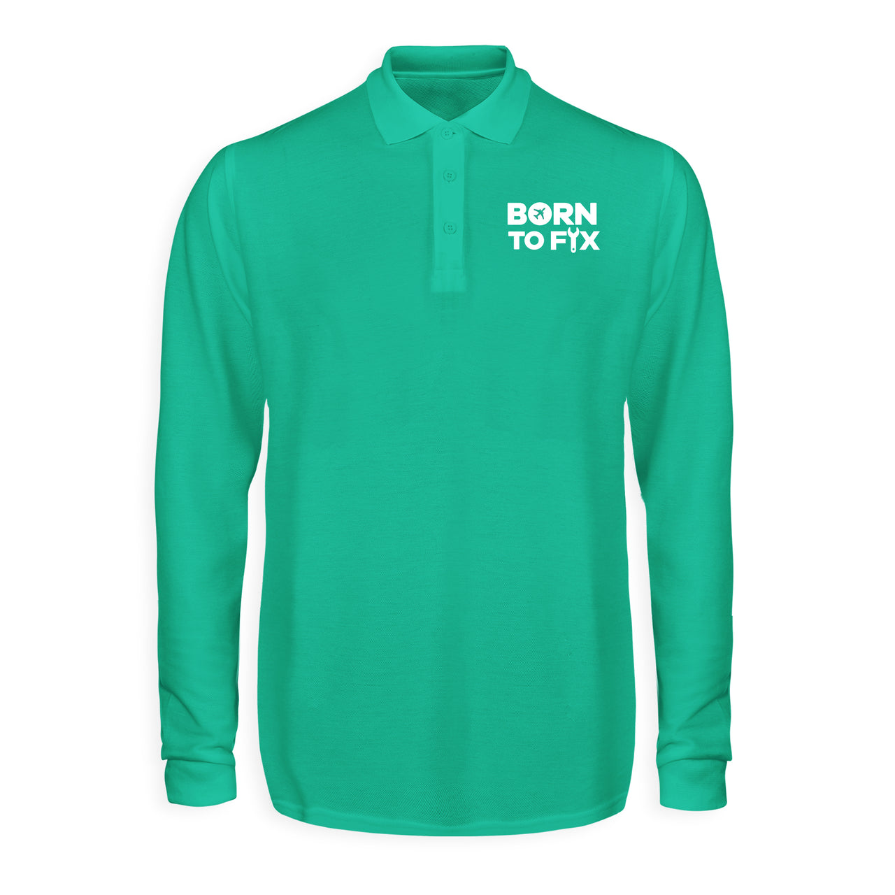 Born To Fix Airplanes Designed Long Sleeve Polo T-Shirts