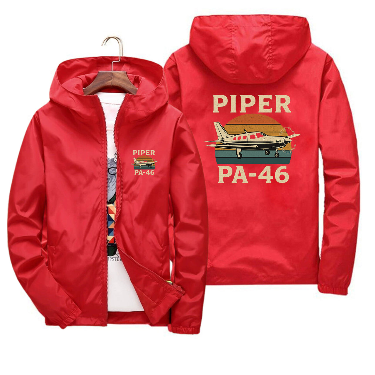 Retro Piper PA-46 Designed Thin Windbreaker Jackets