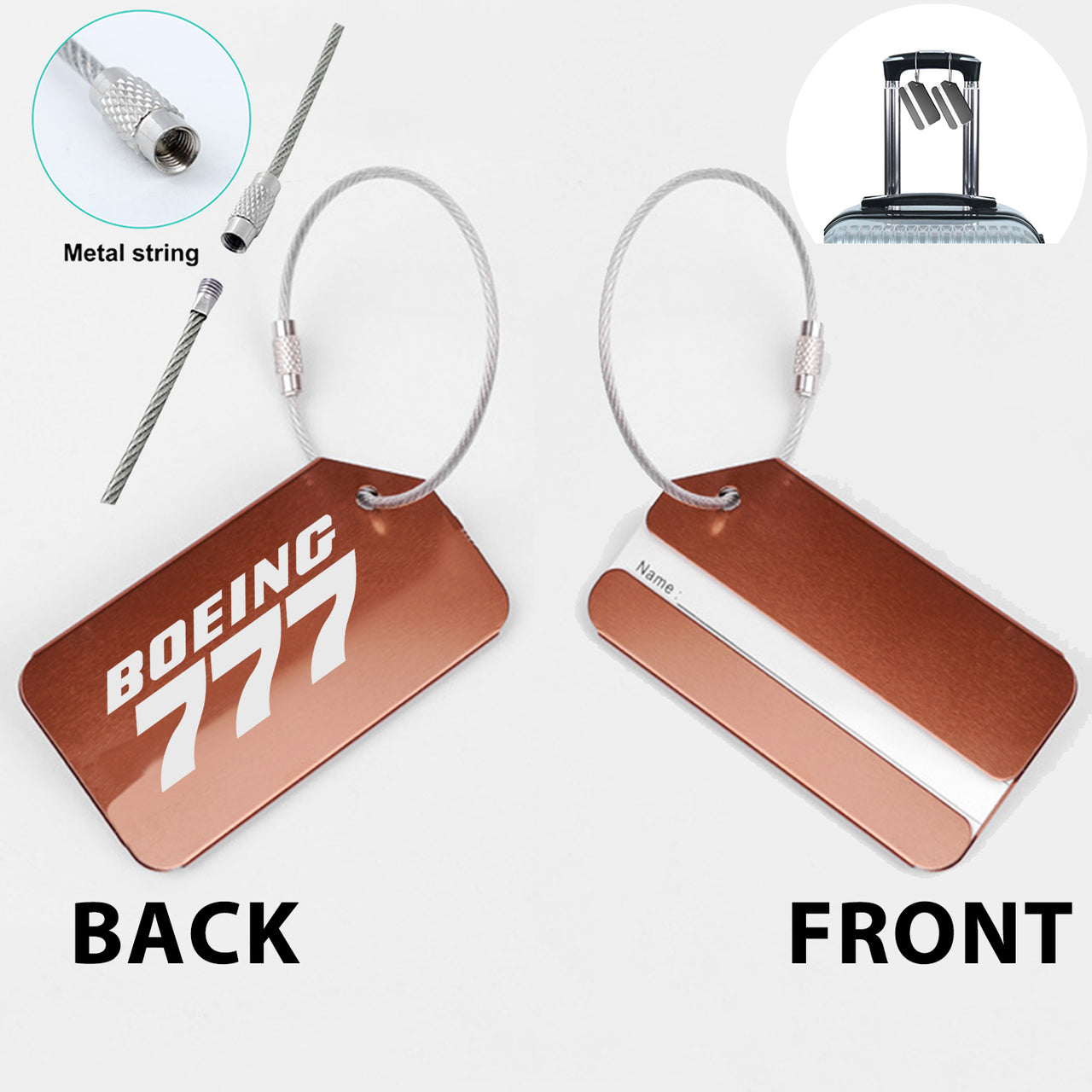 Boeing 777 & Text Designed Fashion Metal Luggage Tags