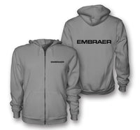 Thumbnail for Embraer & Text Designed Zipped Hoodies