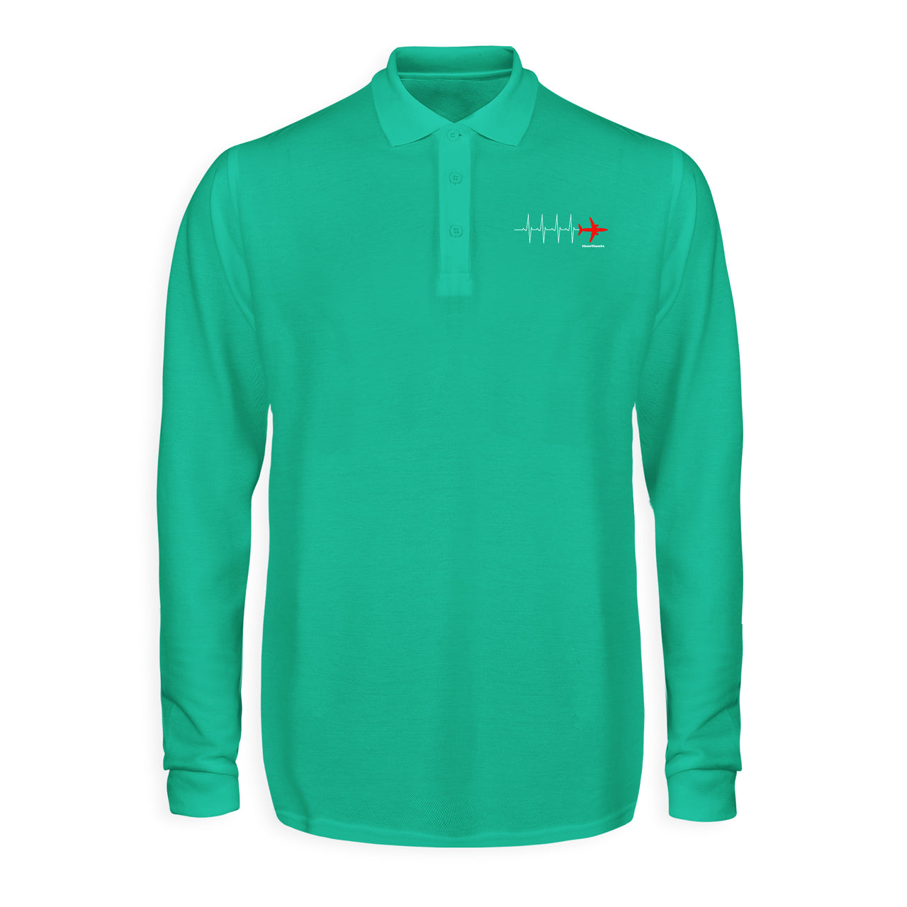 Aviation Heartbeats Designed Long Sleeve Polo T-Shirts