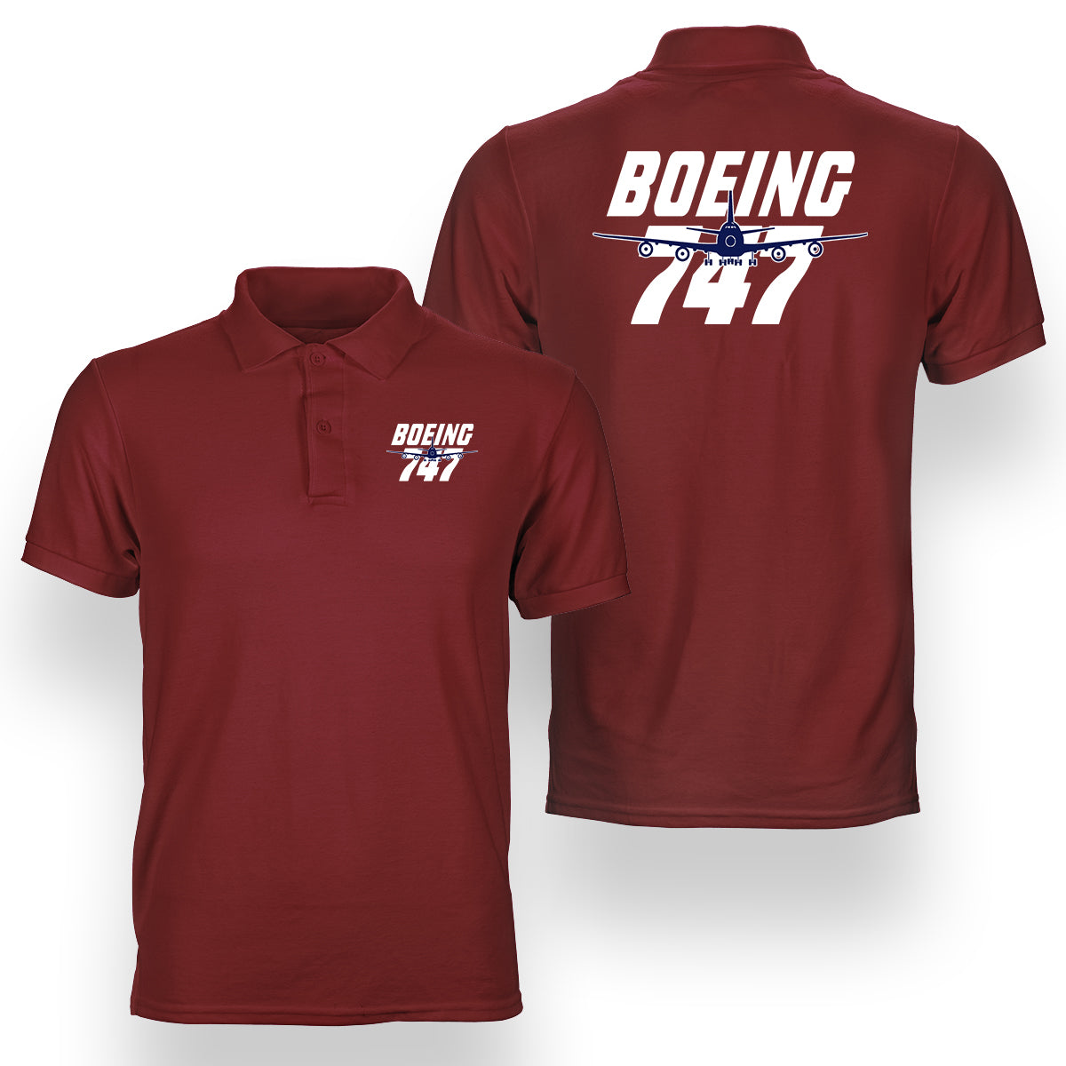 Amazing Boeing 747 Designed Double Side Polo T-Shirts
