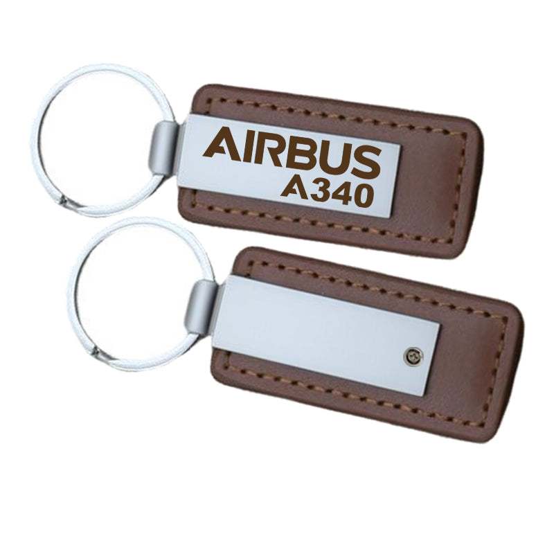 Airbus A340 & Text Faux Leather Key Chains