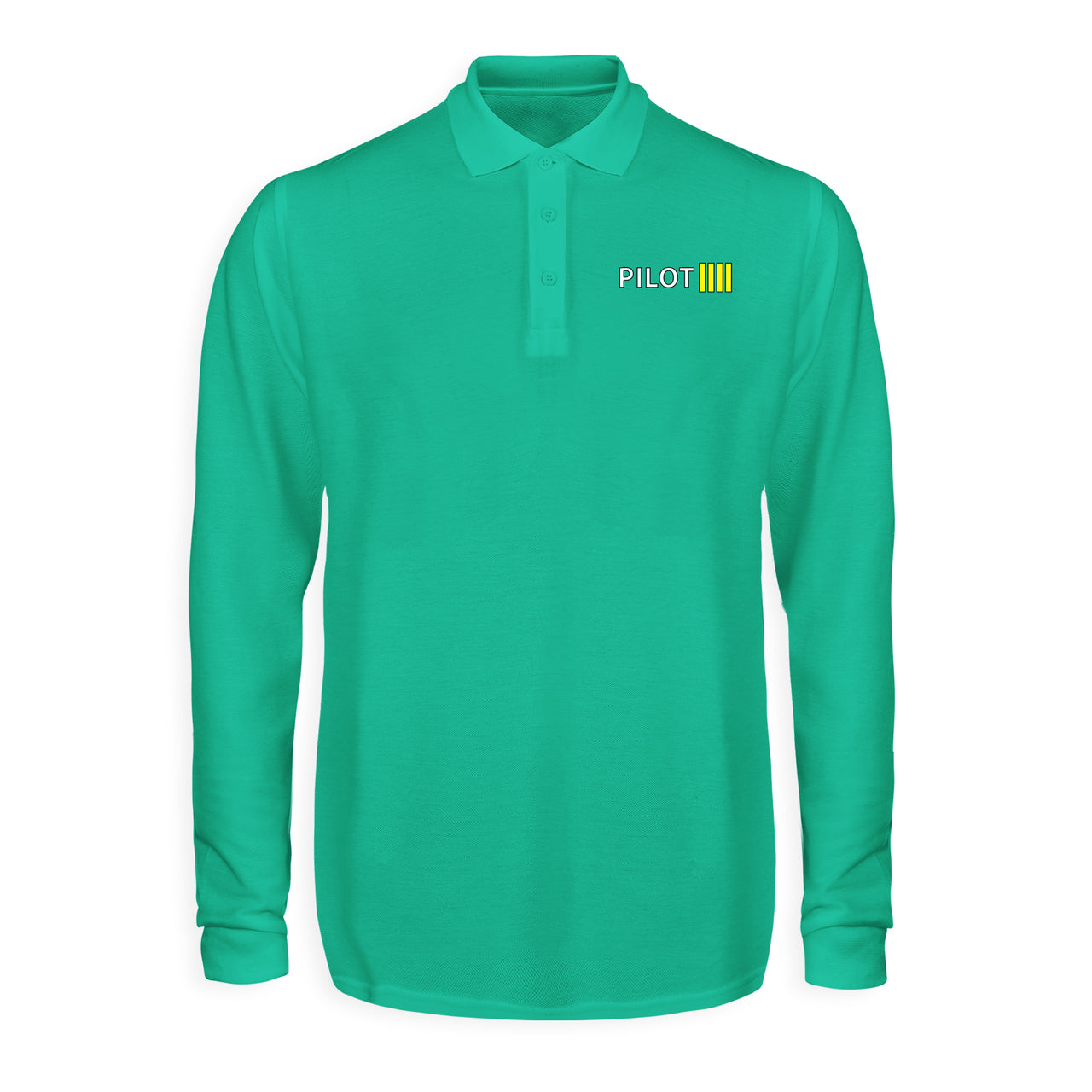 Pilot & Stripes (4 Lines) Designed Long Sleeve Polo T-Shirts