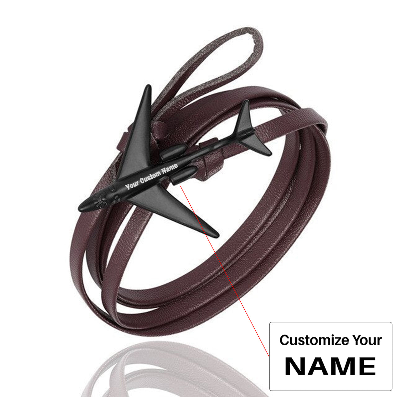 (Edition 3) - Special Leather Rope Designed Airplane Bracelets Black (Adjustable)
