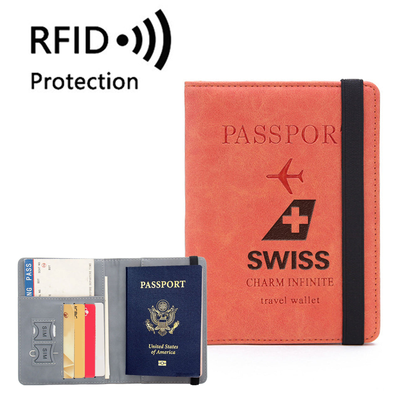 Swiss International Airlines Designed Passport Cover Travel Wallet Passport Holder