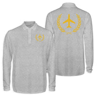 Thumbnail for Leaf & Airplane Designed Long Sleeve Polo T-Shirts (Double-Side)