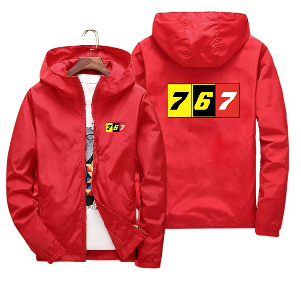 Flat Colourful 767 Designed Thin Windbreaker Jackets