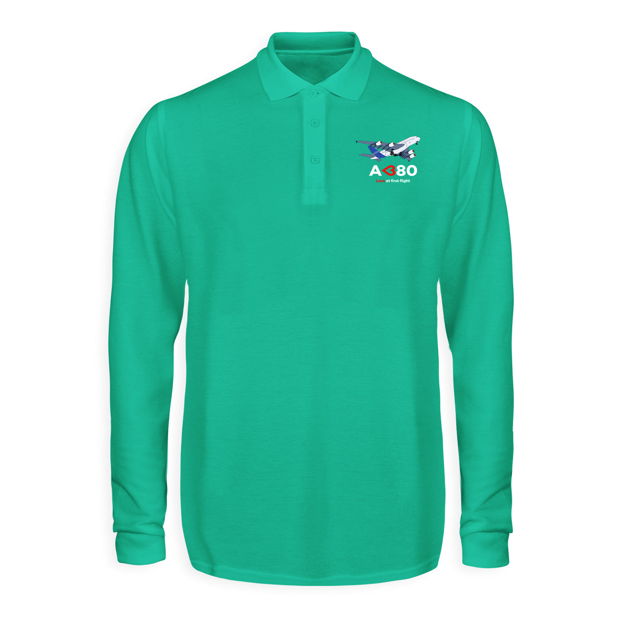 Airbus A380 Love at first flight Designed Long Sleeve Polo T-Shirts