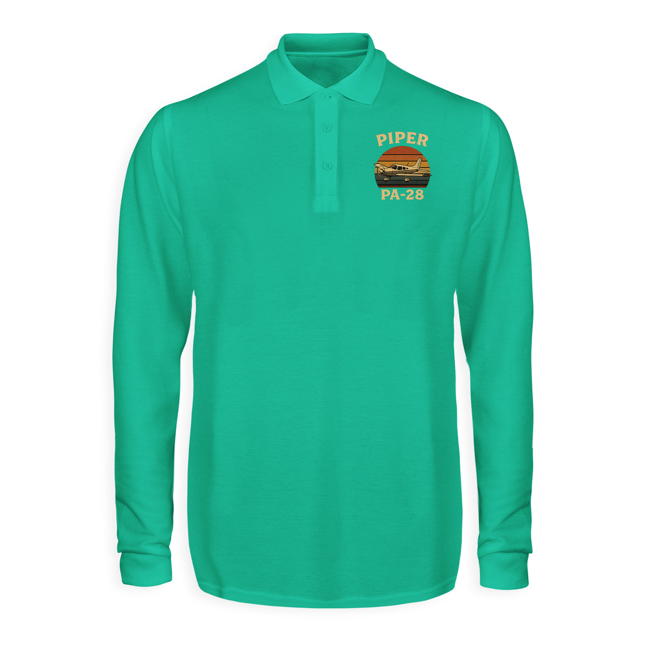Retro Piper PA-28 Designed Long Sleeve Polo T-Shirts