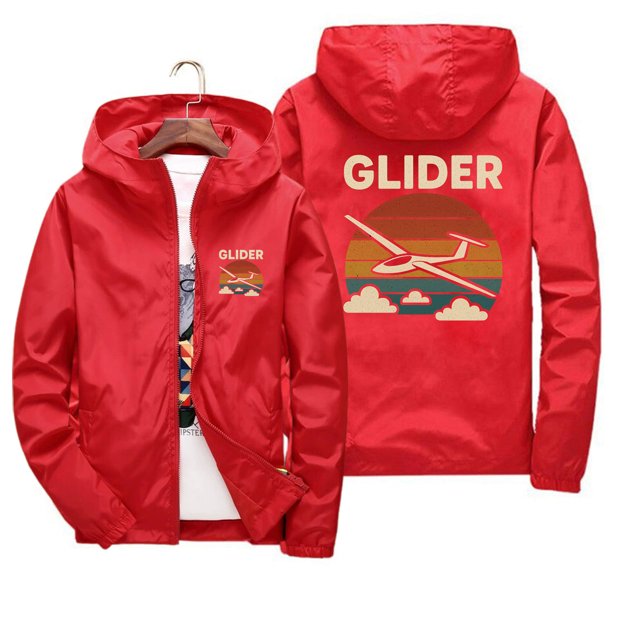 Retro I Love Gliding Designed Thin Windbreaker Jackets