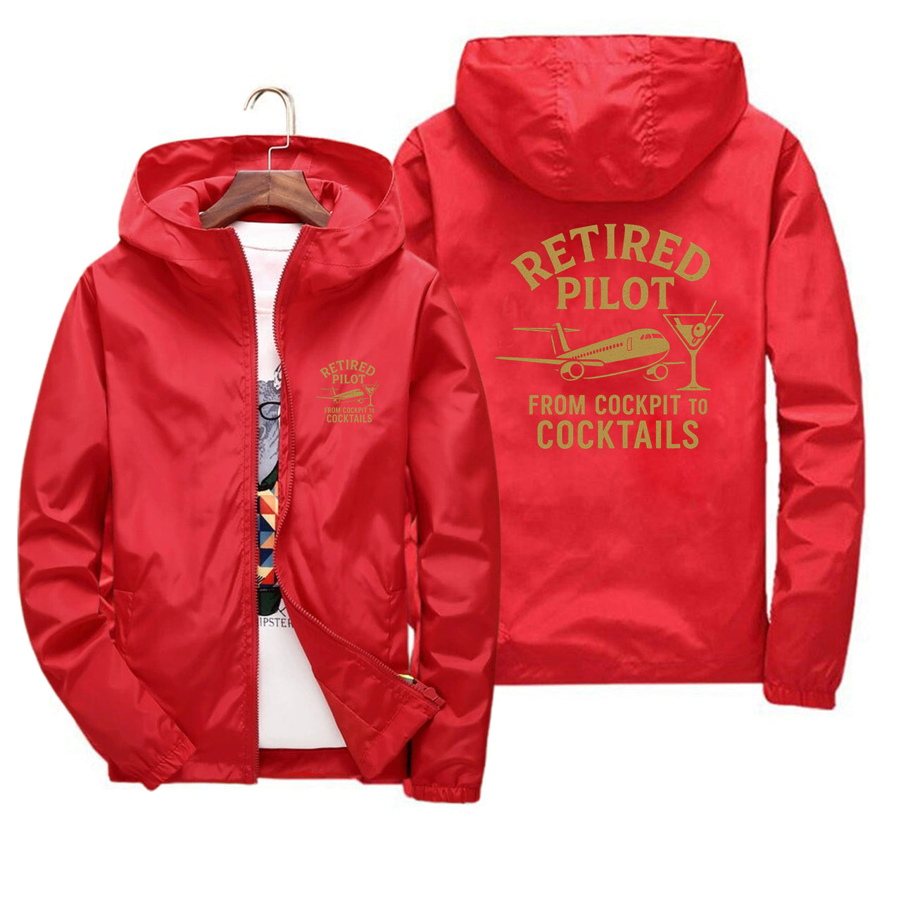Retired Pilot & Coctails Designed Thin Windbreaker Jackets