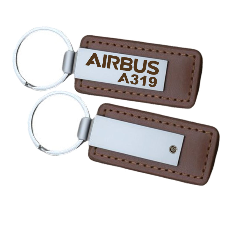 Airbus A319 & Text Faux Leather Key Chains