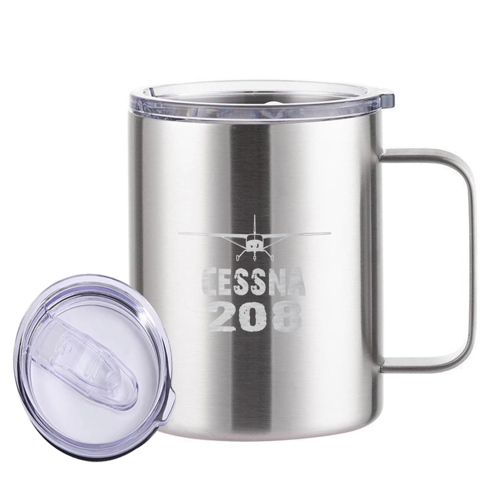 Cessna 208 & Plane Designed Stainless Steel Laser Engraved Mugs