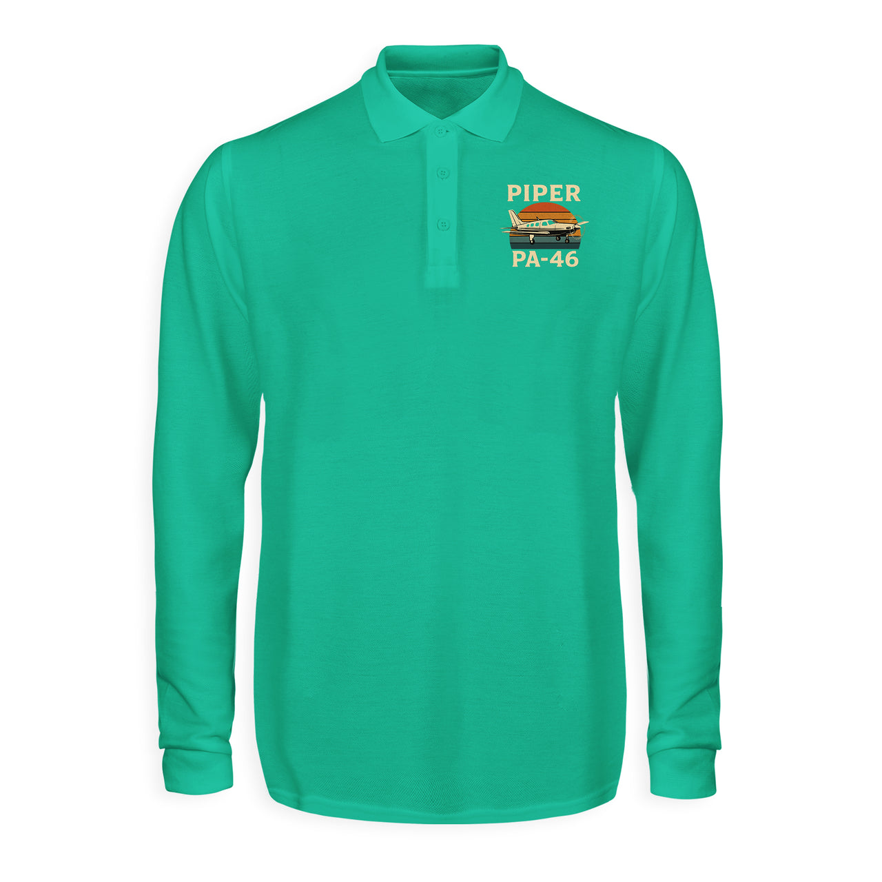 Retro Piper PA-46 Designed Long Sleeve Polo T-Shirts