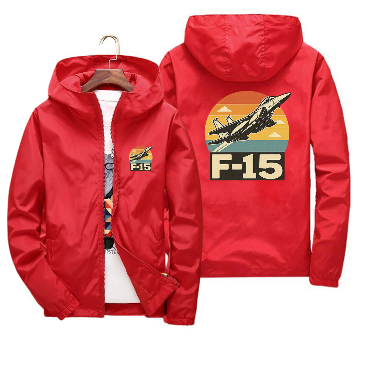 Retro Fighter Jet F15 Designed Thin Windbreaker Jackets