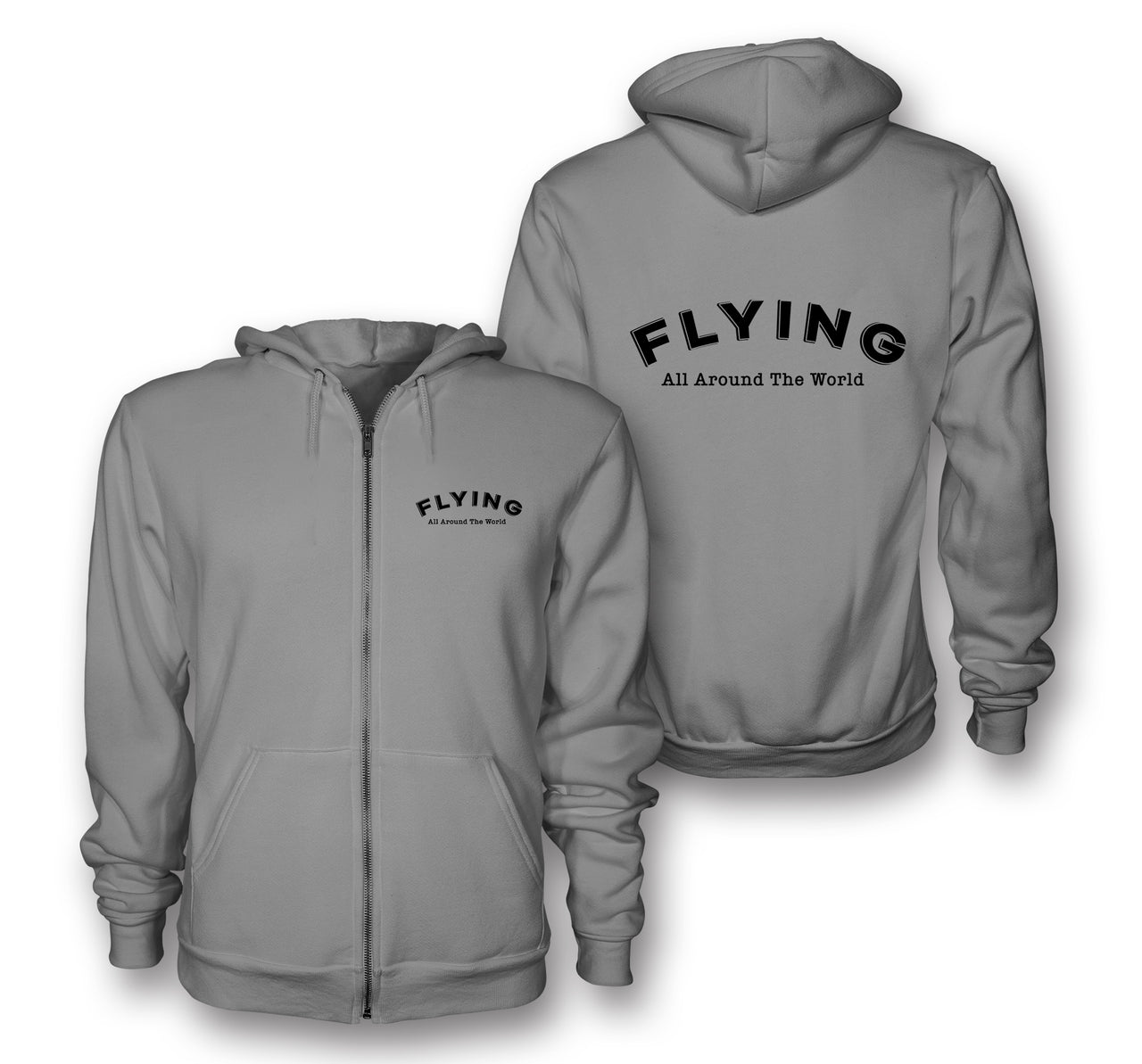 Flying All Around The World Designed Zipped Hoodies