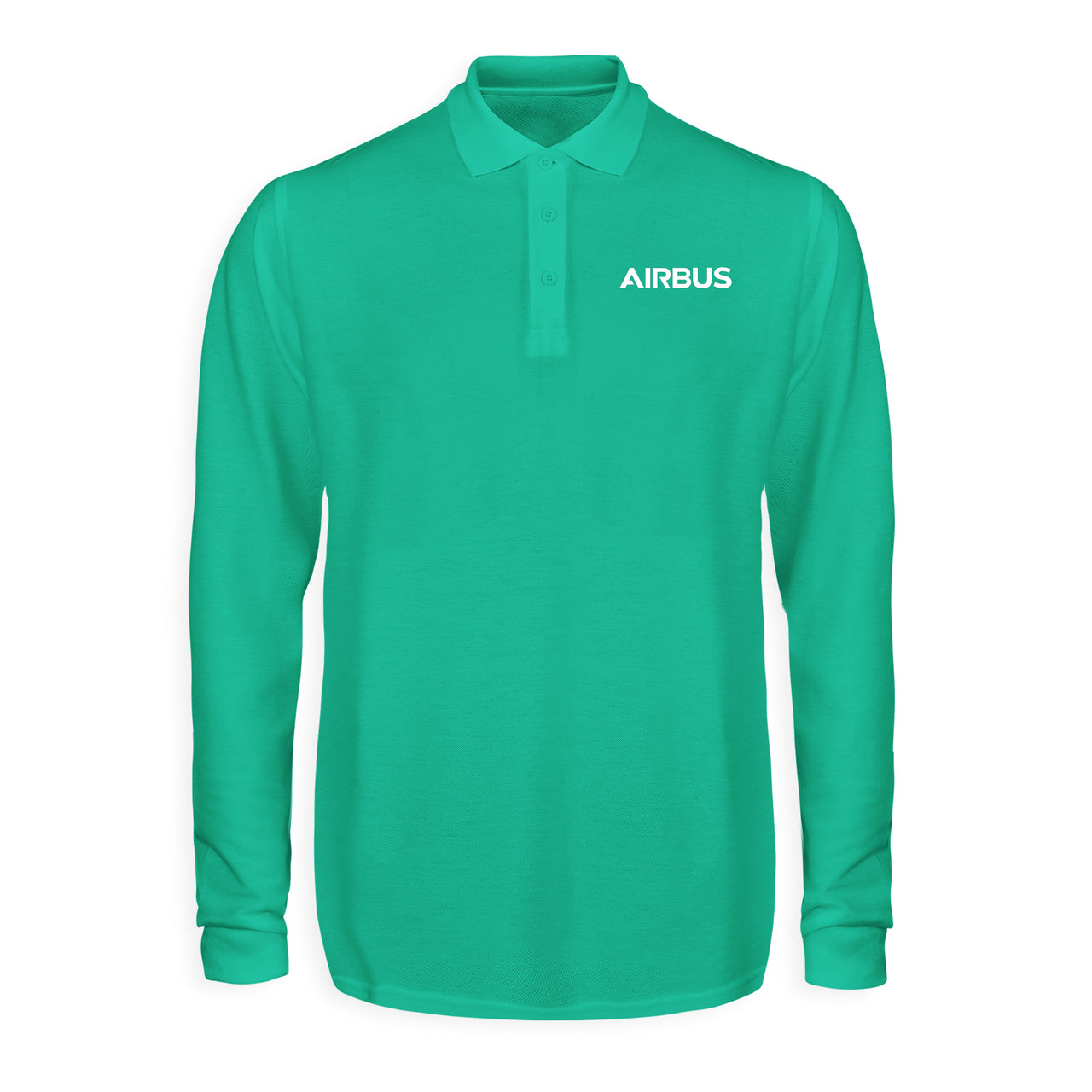 Airbus & Text Designed Long Sleeve Polo T-Shirts