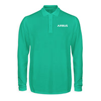 Thumbnail for Airbus & Text Designed Long Sleeve Polo T-Shirts