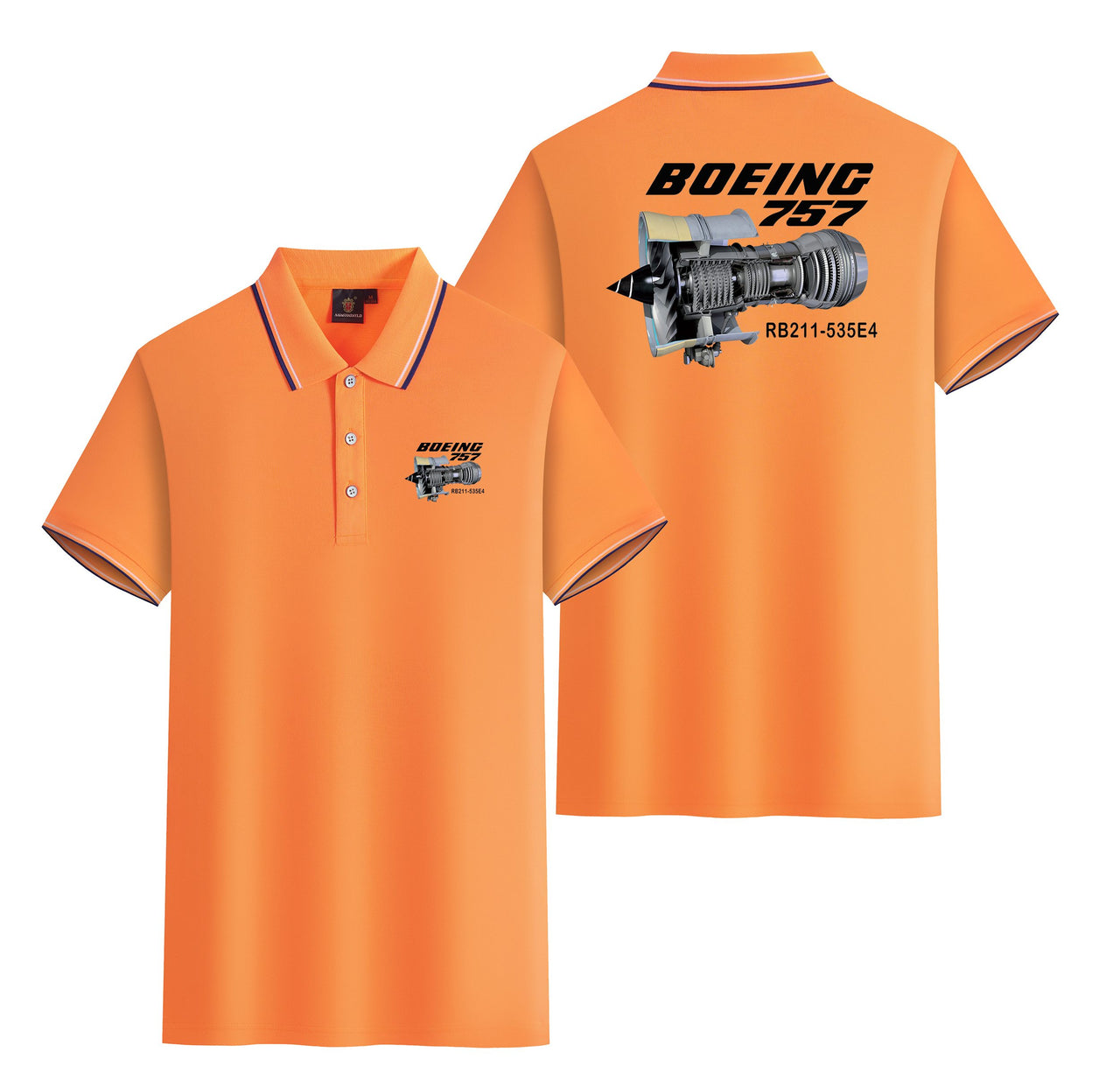 Boeing 757 & Rolls Royce Engine (RB211) Designed Stylish Polo T-Shirts (Double-Side)