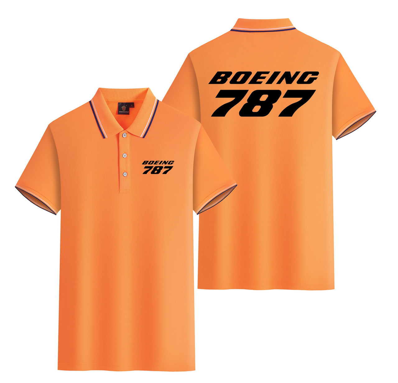 Boeing 787 & Text Designed Stylish Polo T-Shirts (Double-Side)