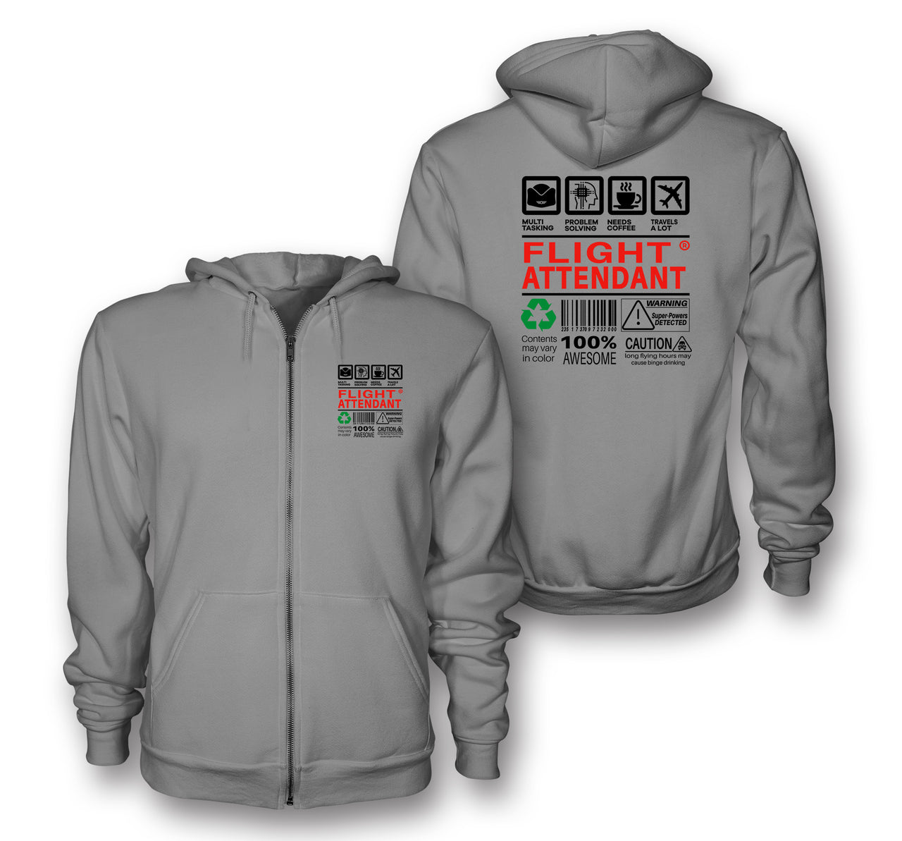 Flight Attendant Label Designed Zipped Hoodies
