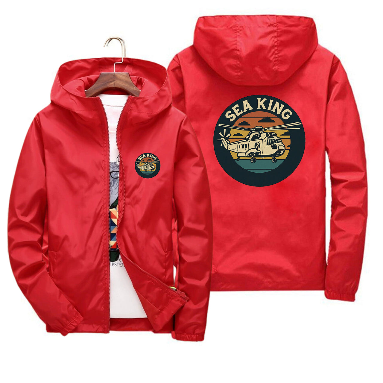 Sea King Helicopter Designed Thin Windbreaker Jackets
