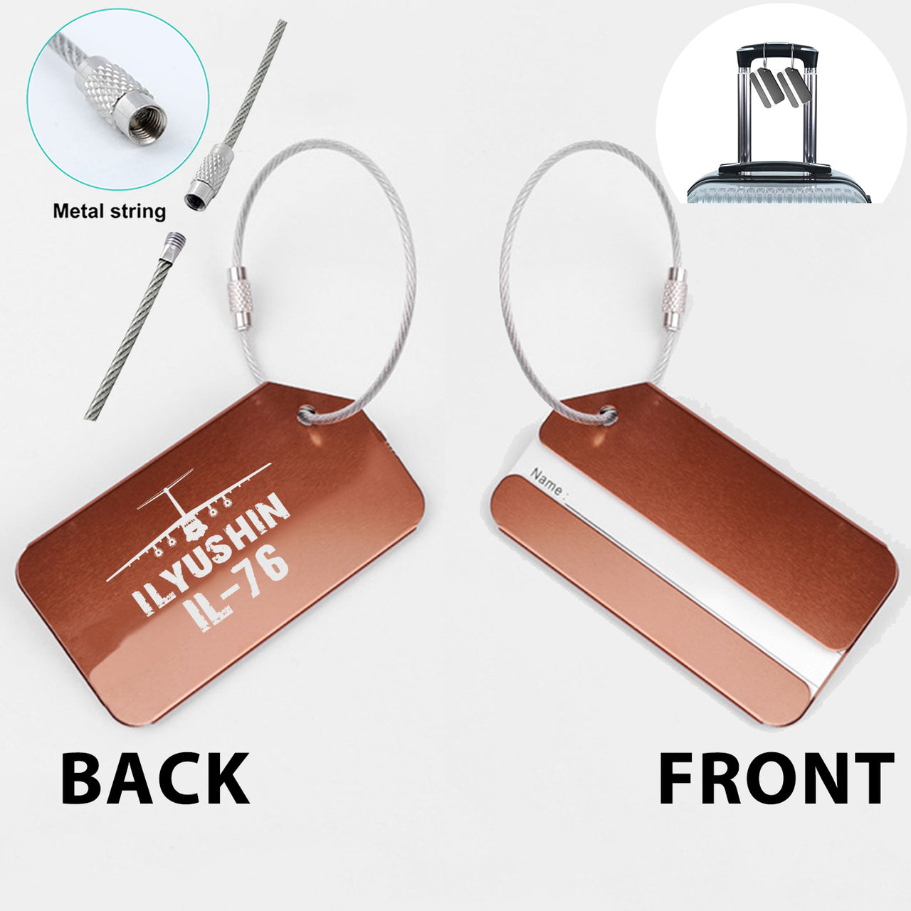 ILyushin IL-76 & Plane Designed Fashion Metal Luggage Tags
