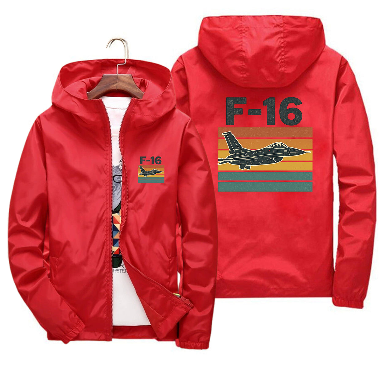 Retro Fighter Jet F16 Designed Thin Windbreaker Jackets
